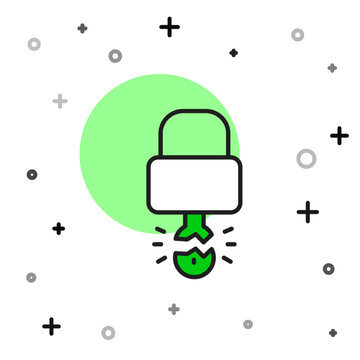 recommend clip art: Filled outline Key broke inside of padlock icon isolated on white background. Padlock sign. Security, safety, protection, privacy concept. Vector