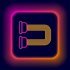 Glowing neon line Chest expander icon isolated on black background. Colorful outline concept. Vector
