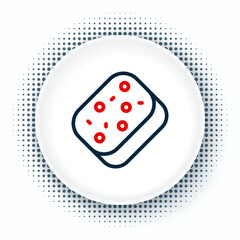 Line Sponge with bubbles icon isolated on white background. Wisp of bast for washing dishes. Cleaning service logo. Colorful outline concept. Vector