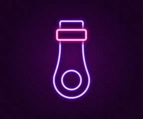 Glowing neon line Zipper icon isolated on black background. Colorful outline concept. Vector