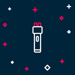 Line Police electric shocker icon isolated on blue background. Shocker for protection. Taser is an electric weapon. Colorful outline concept. Vector