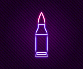 Glowing neon line Bullet icon isolated on black background. Colorful outline concept. Vector