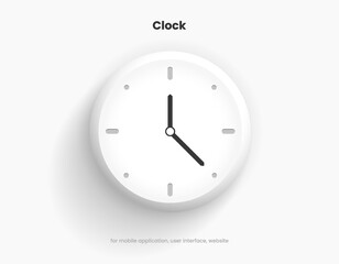 3d time and clock symbol. Date, time, era, duration, period, span, hour, minute, watch, timer, time keeper for UI UX, website, mobile app, separation.