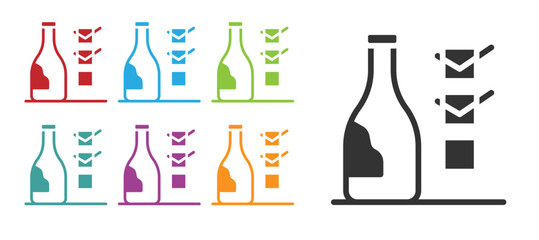 Black Bottle of wine icon isolated on white background. Set icons colorful. Vector