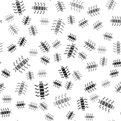 Black Centipede insect icon isolated seamless pattern on white background. Vector