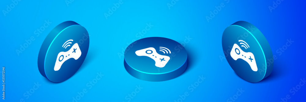 Canvas Prints isometric wireless gamepad icon isolated on blue background. game controller. blue circle button. ve