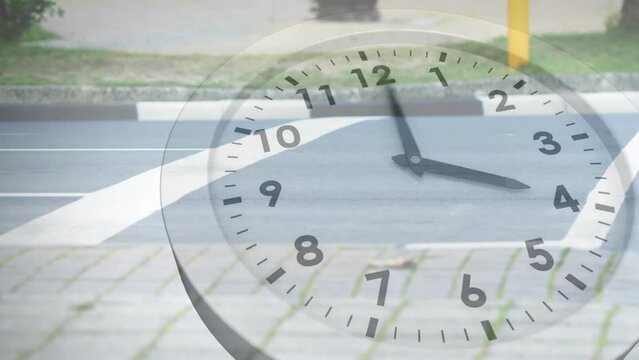 Animation of clock over road and cars