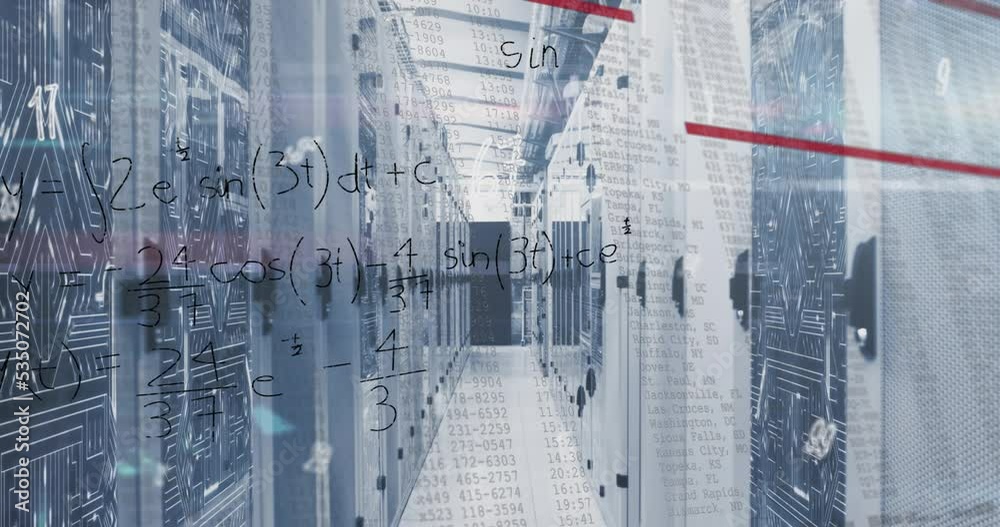 Poster animation of data processing over server room