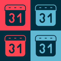 Pop art Calendar icon isolated on color background. Event reminder symbol. Vector