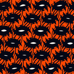 Paint brush geometrical ornament. Hand drawn seamless pattern. Abstract backdrop. Trendy wallpaper. Geometric background. Ethnic motif. Mosaic tiles ornate. Digital paper. Textile print.