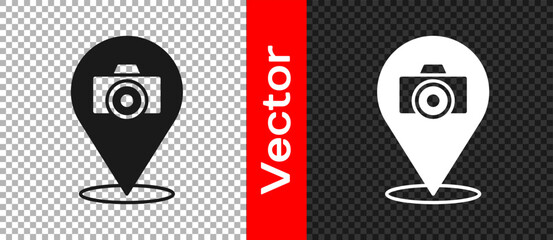 Black Photo camera icon isolated on transparent background. Foto camera. Digital photography. Vector