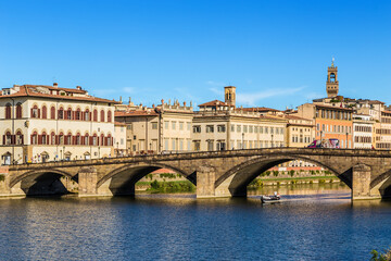 Florence, Italy. Bridge Ponte alla Carraia over the Arno river 