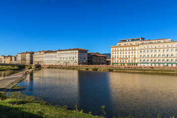 Fototapeta na wymiar Florence, Italy. Embankment of the Arno River