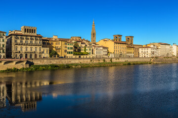 Fototapeta na wymiar Florence, Italy. Scenic view of the embankment of the Arno river