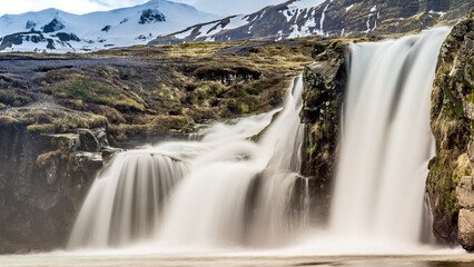 The Waterfall near the mountain Kirkjufell.