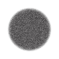 Grain circle gradient. Stippled round shape. Radial stochastic dotwork texture. Random grunge noise background. Black dots sphere. Halftone vector 
