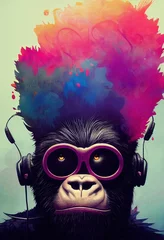 Porträt eines Punkaffen. Monkey-Rock-Musiker. Hipster-Affe mit Punkfrisur. 3D-Rendering © designprojects