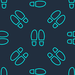 Green line Footsteps icon isolated seamless pattern on blue background. Detective is investigating. To follow in the footsteps. Vector