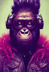 Porträt eines Punkaffen. Monkey-Rock-Musiker. Hipster-Affe mit Punkfrisur. 3D-Rendering © designprojects