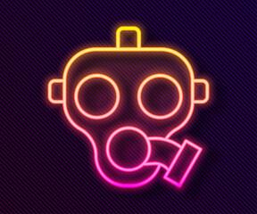 Glowing neon line Gas mask icon isolated on black background. Respirator sign. Vector