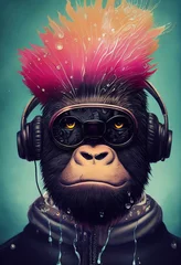 Porträt eines Punkaffen. Monkey-Rock-Musiker. Hipster-Affe mit Punkfrisur. 3D-Rendering © designprojects