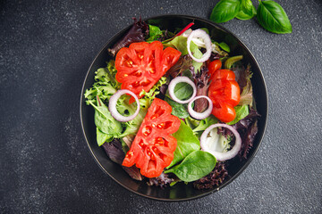 salad tomato red vegetable fresh dish healthy meal food snack on the table copy space food background keto or paleo diet veggie vegan or vegetarian food