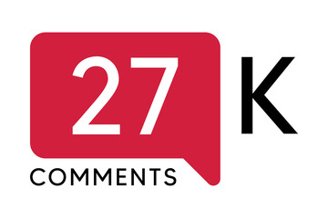 27K Comment banner template Vector illustration. Social Media Text. Amazing red color symbol on a white background