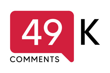49K Comment banner template Vector illustration. Social Media Text. Amazing red color symbol on a white background