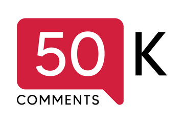 50K Comment banner template Vector illustration. Social Media Text. Amazing red color symbol on a white background