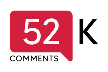 52K Comment banner template Vector illustration. Social Media Text. Amazing red color symbol on a white background