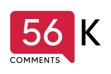 56K Comment banner template Vector illustration. Social Media Text. Amazing red color symbol on a white background