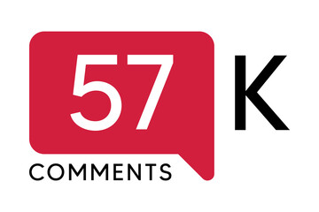 57K Comment banner template Vector illustration. Social Media Text. Amazing red color symbol on a white background