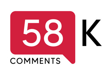 58K Comment banner template Vector illustration. Social Media Text. Amazing red color symbol on a white background