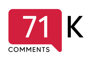 71K Comment banner template Vector illustration. Social Media Text. Amazing red color symbol on a white background