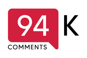 94K Comment banner template Vector illustration. Social Media Text. Amazing red color symbol on a white background