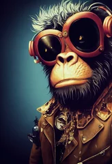 Porträt eines Punkaffen. Monkey-Rock-Musiker. Hipster-Affe mit Punkfrisur. 3D-Rendering © designprojects