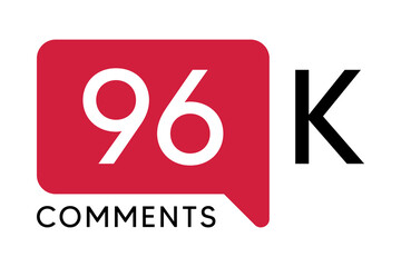 96K Comment banner template Vector illustration. Social Media Text. Amazing red color symbol on a white background