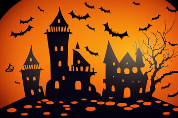 Halloween in Italy and Rome, wallpaper with pumpkin and roman ruins