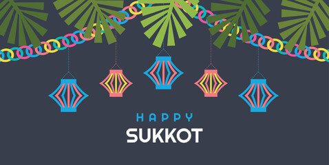 Sukkot design template. Happy Sukkot Lettering. 