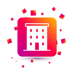 White Multi storey building icon isolated on white background. Square color button. Vector