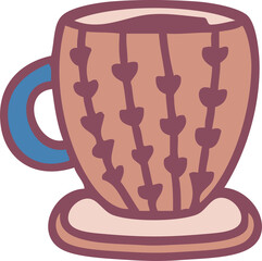Hand drawn tea cup doodle illustration for decor and design.
