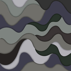 Gray background wave paper art design. Paper cut vector illustration. Eps10