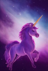 Fototapeta na wymiar Fabulous unicorn against the starry sky