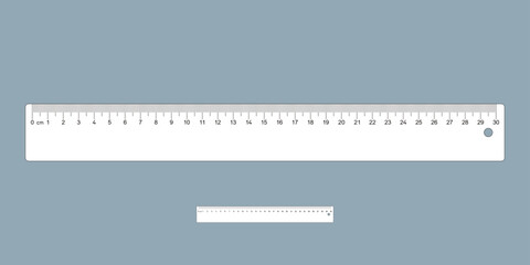 30 centimeter flat scale ruler vector illustration. Metric precision measuring instrument. 300 mm. accurate printable ruler design. 