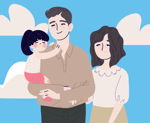 Fototapeta premium father, mother and daughter korean