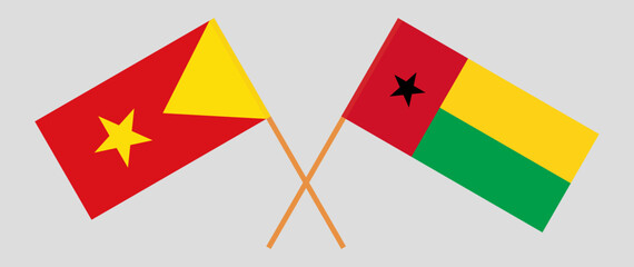 Crossed flags of Tigray and Guinea-Bissau. Official colors. Correct proportion
