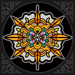 Colorful Circle mandala arts isolated on black background.