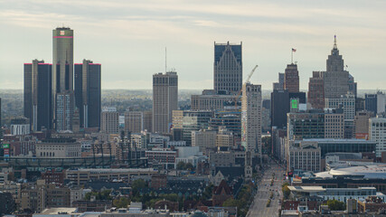 Fototapeta na wymiar Detroit Skyline Top of Sky Scrapers 