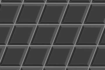 Black rhombus tile diagonal texture. Kitchen backsplash background. Bathroom or toilet wall or floor mosaic seamless pattern. Interior or exterior decoration surface. Vector flat illustration