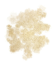 Gold paint splatter. Gold texture. Isolated png illustration, transparent background. Asset for overlay, montages, collages, patterns, designs.